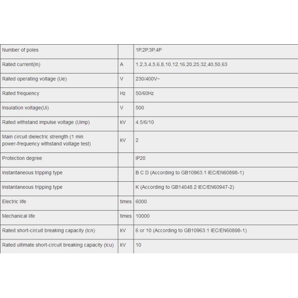 High Quality IC65N 1P MCB Miniature Circuit Breaker