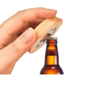 Personalized Round Bamboo Wooden Bottle Opener Fridge Magnet Sublimation Blank