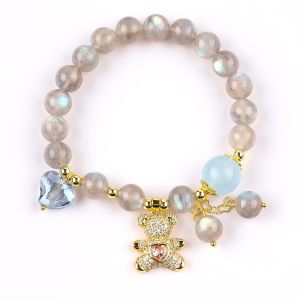 Labradorite / Amethyst Natural Gemstone Bracelet Reduce Negative Energy