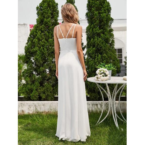 Hot Sale Empire A-line Adjustable Straps V-neck Pleated White Chiffon Homecoming Dress