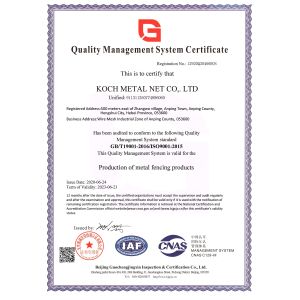 KOCH METAL NET CO., LTD Certifications
