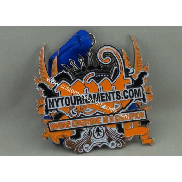 4.0 Inch Nytournaments Medal Soft Enamel Zinc Alloy 3.5 mm With Ribbon
