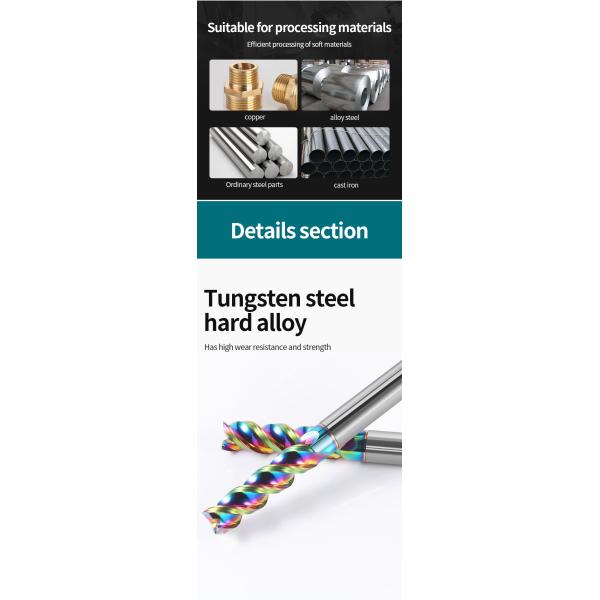 65 Degree U-shaped groove Aluminum Milling Cutter 3-edge DlC Colorful Coating Tungsten Steel Milling Cutter for Aluminum Milling