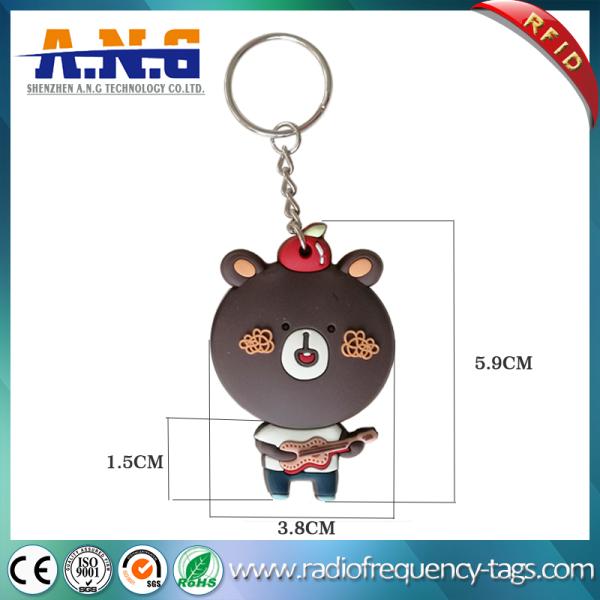 Passive waterproof key fob , RFID Key Ring with Lovely Bear Logo