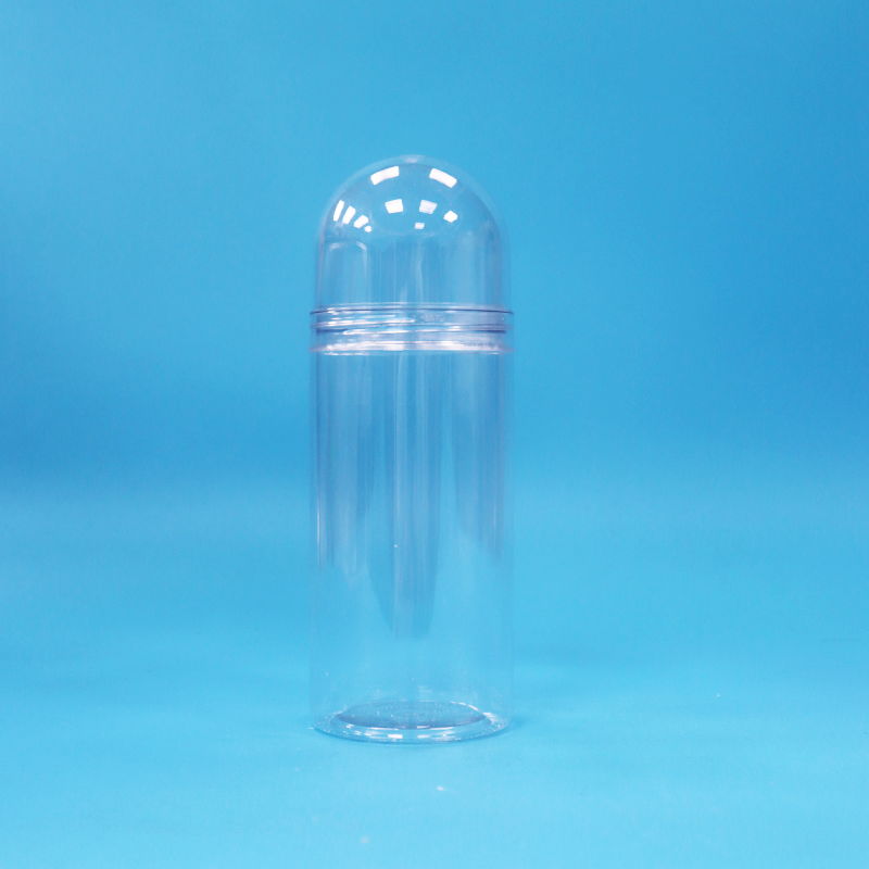 China Unique Shape Food Grade Transparent Small Round Plastic PET Candy Jar Screw Lid on sale