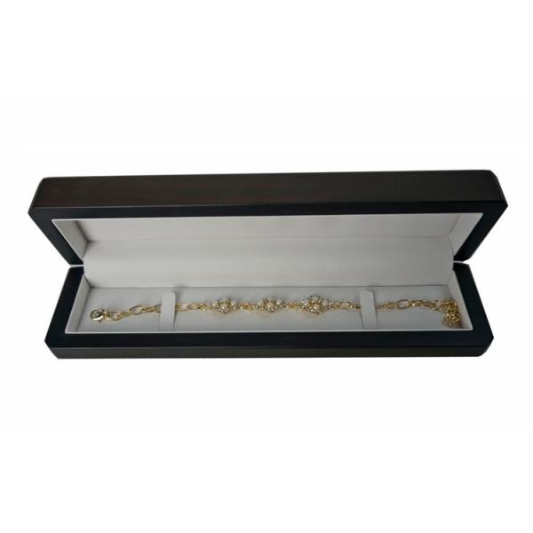 Buy Glossy Black Wooden Jewelry Box 24*6*3.6cm Dimension With Inner Faux Suede at wholesale prices