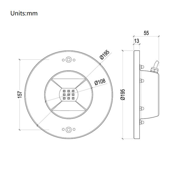 dimension for LED Underwater lights