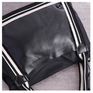 Three Strap Women Nylon Bags Black Cowhide Travel Bag
