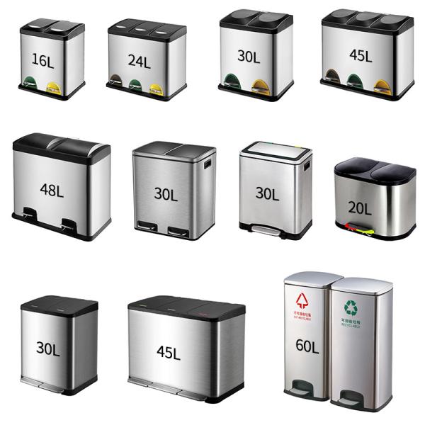Commercial Stainless Steel Iron Separating Industrial Hotel Street Trash Bin Outdoor with Pedal