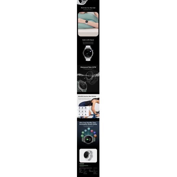 2024 E36 GPS Smart Watch with 1.43-Inch AMOLED Screen and 5ATM Waterproof