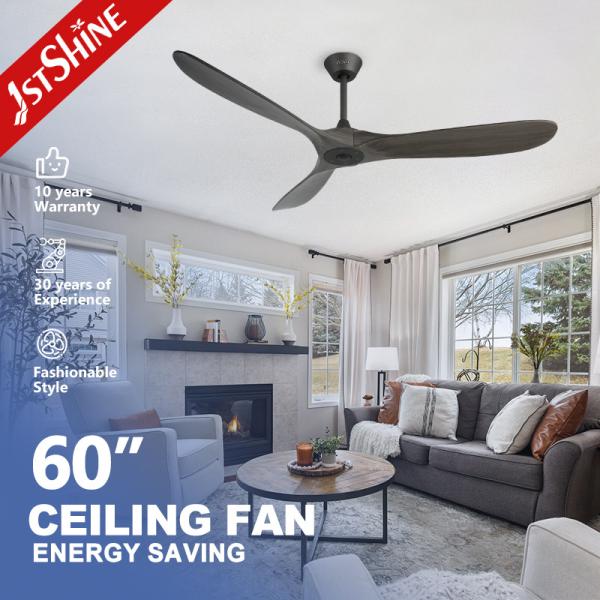 Buy 60-inch Natural Wind Wooden Blades Ceiling Fan with Remote and Metal Down Rod 6"/OEM at wholesale prices