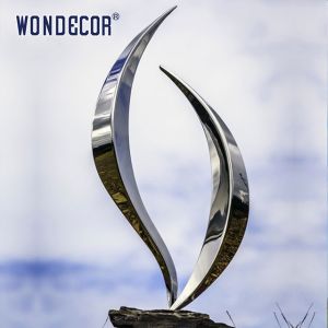 Large stainless steel ship abstract sculpture