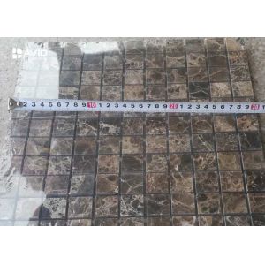 Dark Emperador Marble Mosaic Tile Sheets Polished 121 Pcs Scratch Resistant