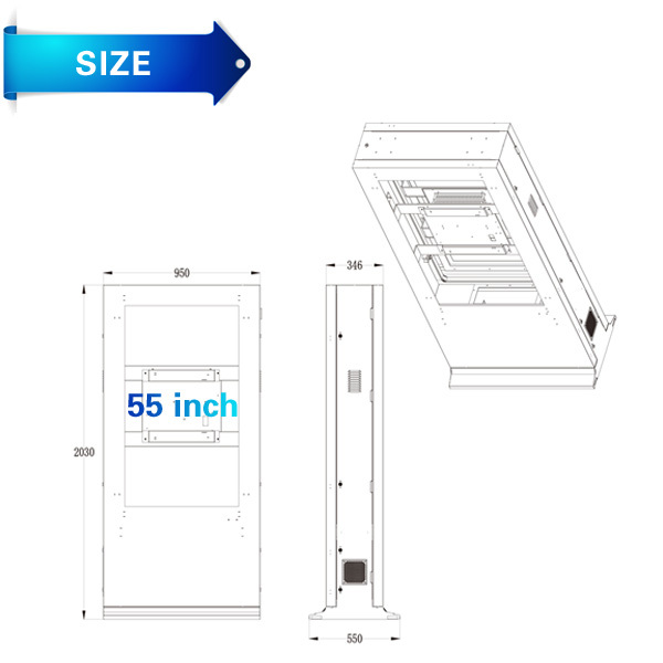 Compatible Outdoor Touch Screen Kiosk Totem Anti - Glare Glass Automatic Brightness Control