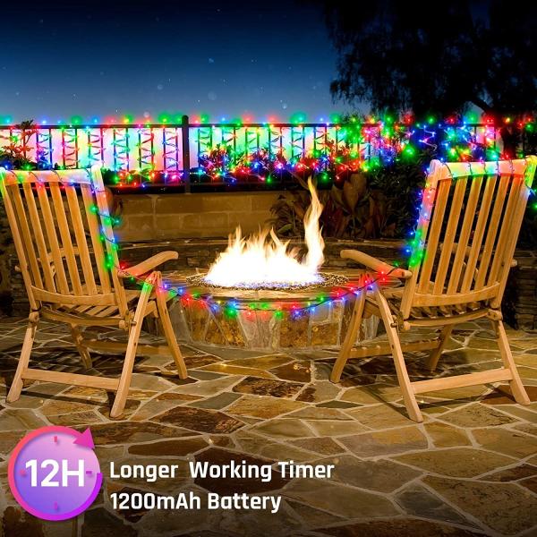 10m Solar Christmas String Lights Twinkle Modes Multicolor For Outdoor Tree