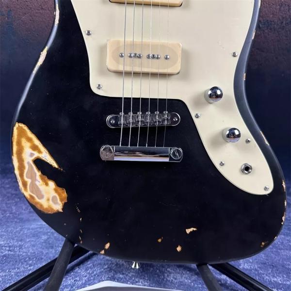 2024 Deluxe Handed Fano Style Relic Electric Guitar Custom Guitar Factory Aged Black Guitar P90 Pickups