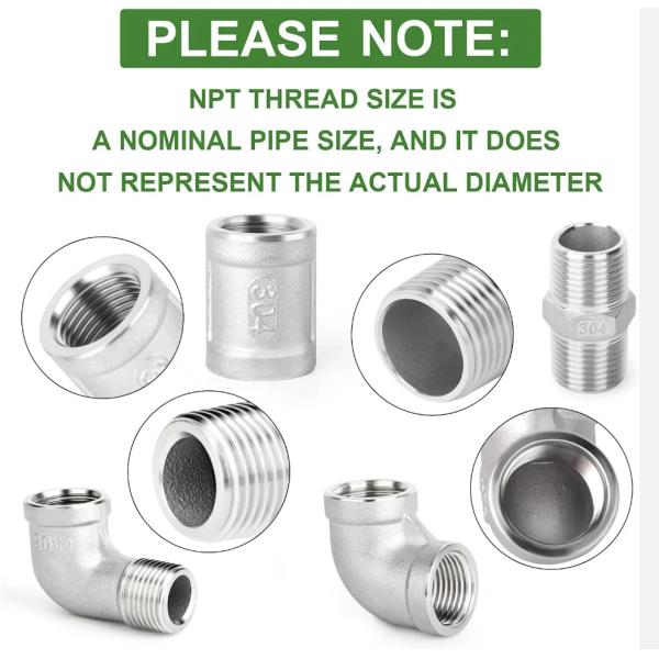 NPT Round Brass Tee Compression Fittings 304 Stainless Steel 90 Degree Elbow,Hex bushing,Coupling,Thread Pipe Fitting