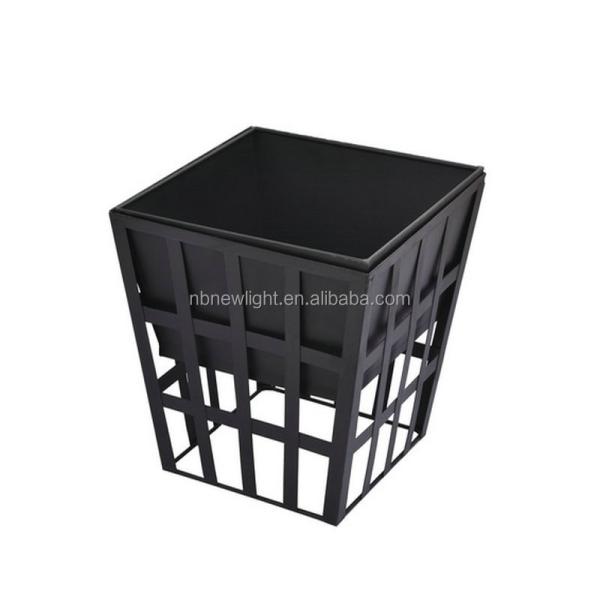 Modern Fire Pit Wood Furnace Fireplace for Bonfires and BBQs in Black Outdoor Setting