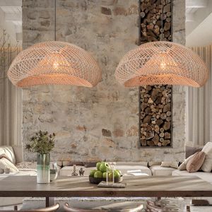 Creative Nest Rattan Lamp Chinese Style Wicker Pendant Lights Restaurant Dining