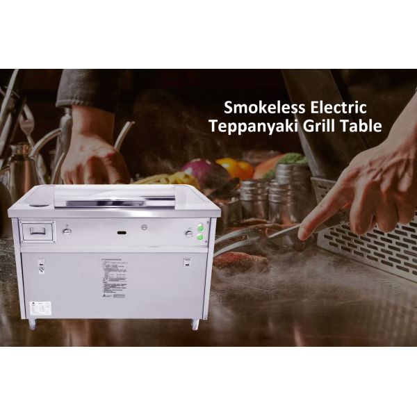 Commercial Teppanyaki Grill Table with 500*400mm Cooking Size 50-300℃ Temperature Range and 5KW Power for Restaurants and Hotels