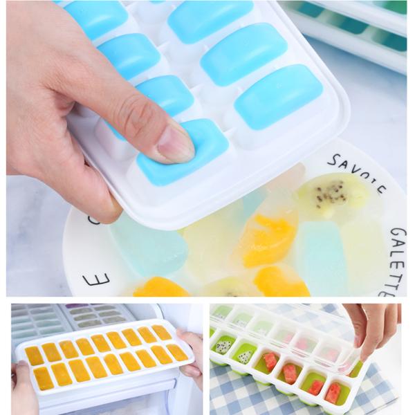 Ice Cream Tools Type Ice Cream Makers BPA Free 14 Cavity Silicone Ice Mold with Cover