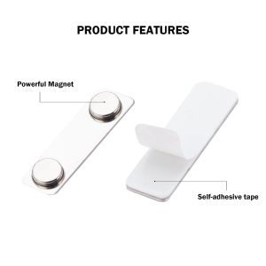 2 Neodymium Magnets Back Magnetic Name Badge Holders Block Design