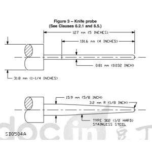 Knife Test Probe For Household Dishwasher Protective Testing
