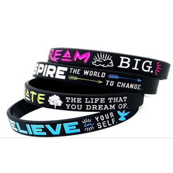 Filled Color / Size Custom Silicone Bracelets , Debossed Silicone Bracelets