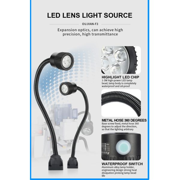 5W Mini LED Gooseneck Machine Light 360 Degree Lighting For CNC Machine