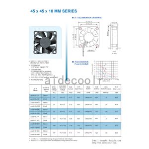 45x45x10mm Lightweight CPU Exhaust Fan , Brushless PC Ventilation Fan