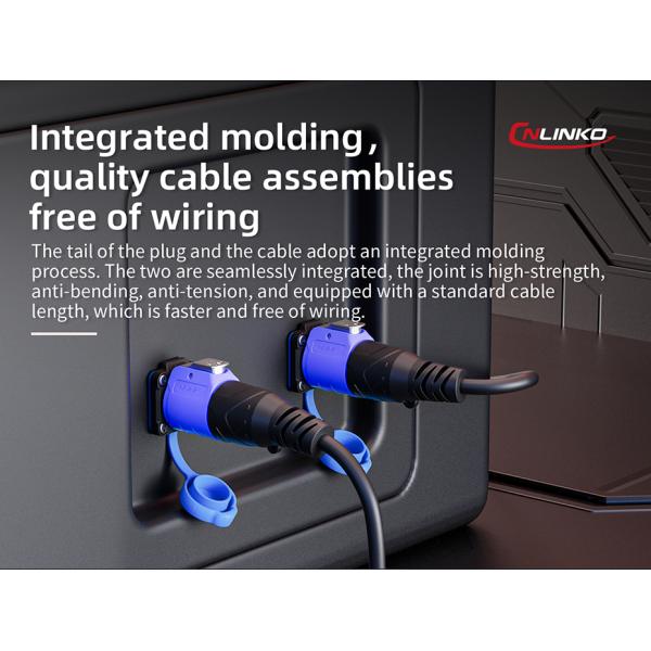 CNLINKO LP20 USB 2.0 Ip68 Waterproof Industrial Plastic Dual Usb Wire Connector