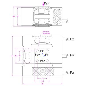 Triaxial load cell 1kg multi axis load cell 10N triaxial force sensor 2lb