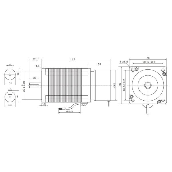 NEMA34 size 86mm Stepper motors with brake motor torque 12N.m(1715oz-in) shaft diameter 12.7/14mm 6.0A