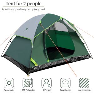 Compact Freestanding PU1000mm 2 Person Touring Dome Tent