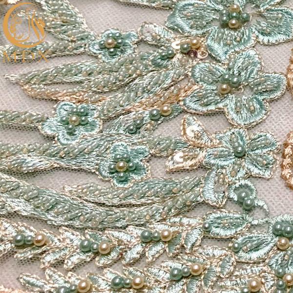 Fashion Luxury Beaded 3D Embroidery Lace Fabric For Clothing