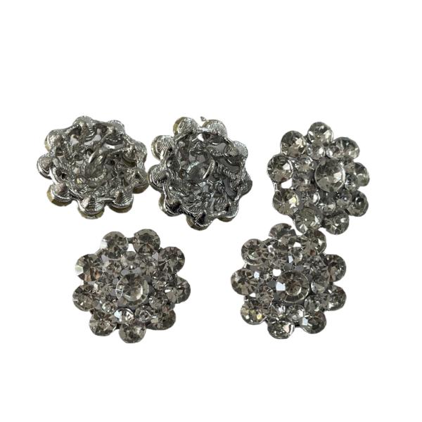 38L Fancy Plastic Buttons Faux Diamond With Metal Shank For Shirt Diy Material