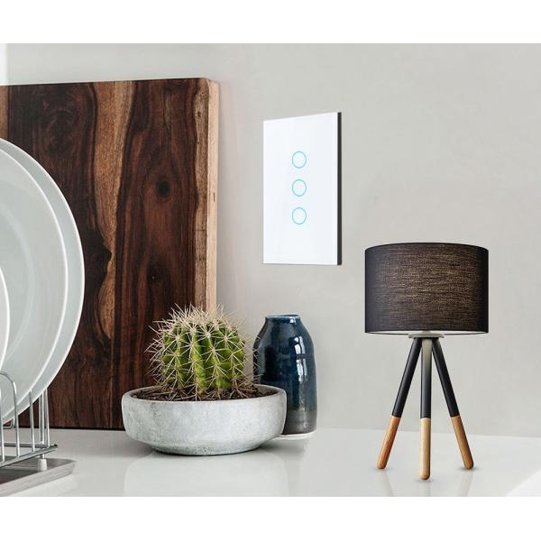 Tuya US standard 3gang APP Control Glass Touch Operated Smart Wifi Light Dimmer Switch