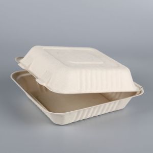 Take Out Food Sugarcane Packaging Shipping Box Biodegradable Clamshell 3
