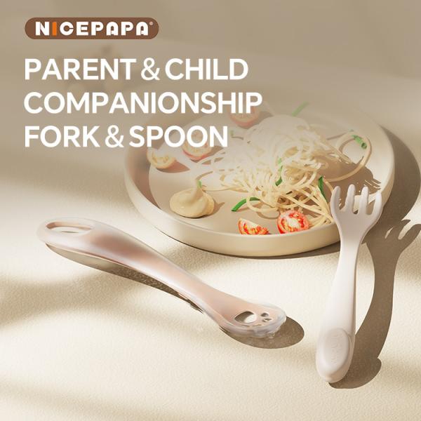 Buy 2-In-1 Baby Spoon And Fork Baby stuff Parent＆Child Companionship Fork＆Spoon Baby Feeding Kit at wholesale prices