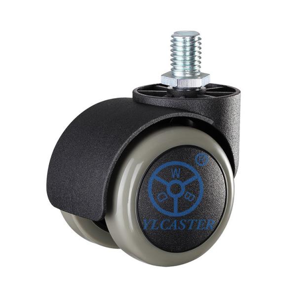 Green Twin Wheel Nylon Chair Casters With M10x15mm Threaded Stem Swivel Head