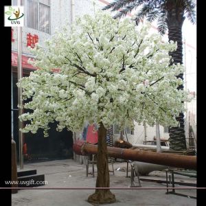 UVG wedding stage decoration use indoor white artificial cherry blossom trees