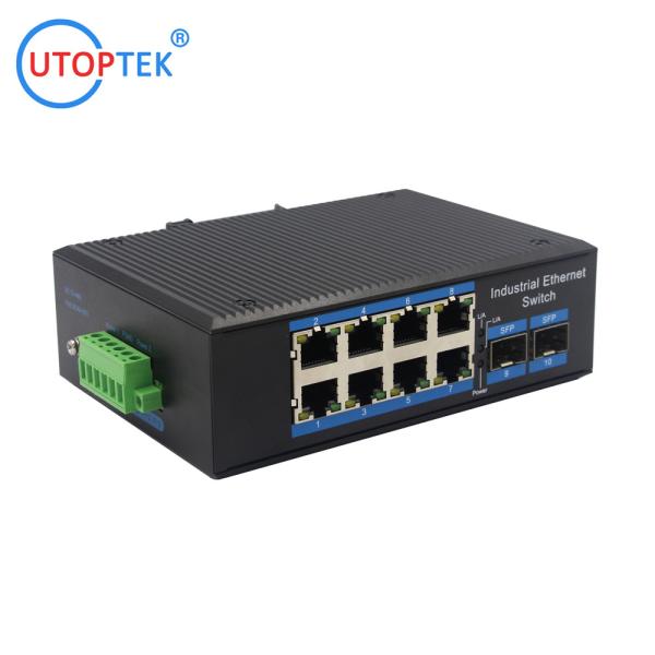 Gigabit 8 port industrial PoE and 2 fiber optical SFP Din-rail Ethernet poe