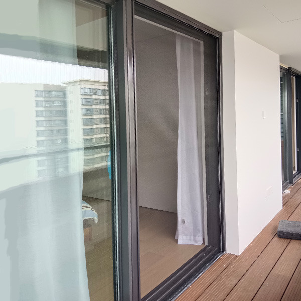 Buy Glass Fiber Gray Net Trackless Retractable Fiberglass Screen Door at wholesale prices