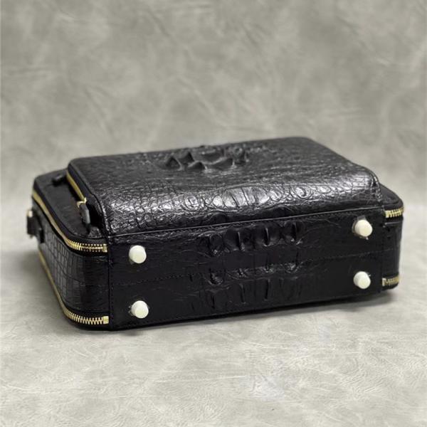 Exotic Alligator Leather Zipper Closure Men's Portfolio Bag Working Briefcase Genuine Crocodile Skin Male Handbag