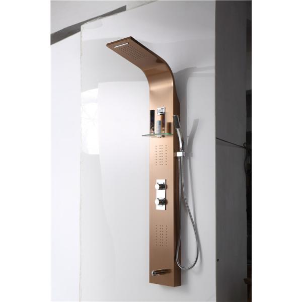 Rose Gold Shower Columns Panels Waterproof 1500*220*70mm Size With Glass Shelving