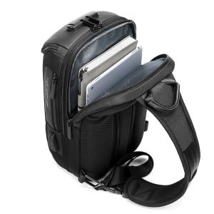 Lightweight Large Black Mens Sling Bag Guard Against Theft Durable