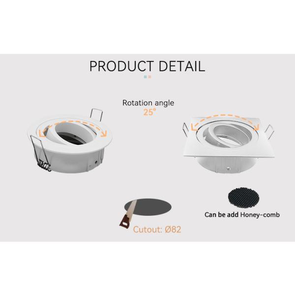 IP20 Renewable MR16 Downlight Housing Tilted Cutout 82mm Downlight Enclosure