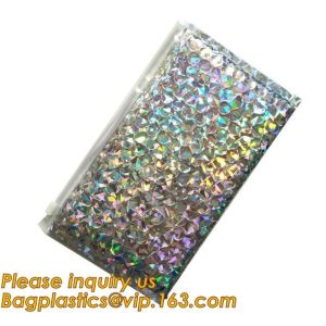 Hot Metallic Colorful Bagease Packaging Zipper Bubble Bag For Cosmetic Packaging