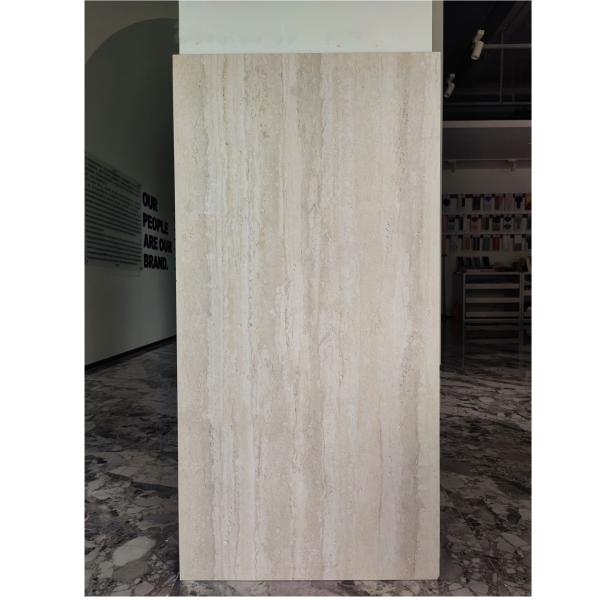 Unpolished Beige White Travertine Wall Stone Effect Tile Pattern 600x1200mm for Indoor