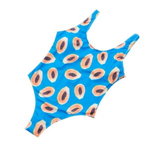 Scoop Neck Halter Top With Fruit One- Piece Swimsuit Women